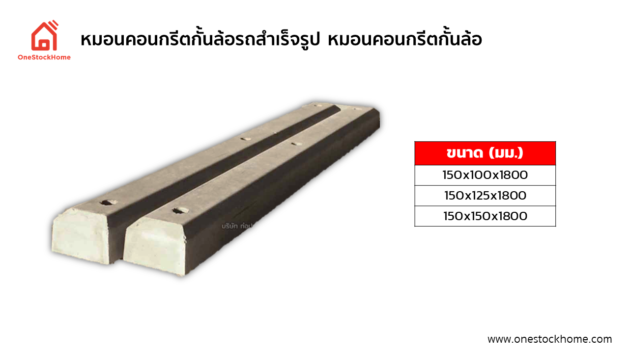 หมอนคอนกรีตกั้นล้อรถสำเร็จรูป หมอนคอนกรีต หมอนคอนกรีตกั้นล้อ คอนกรีตกั้นล้อ
