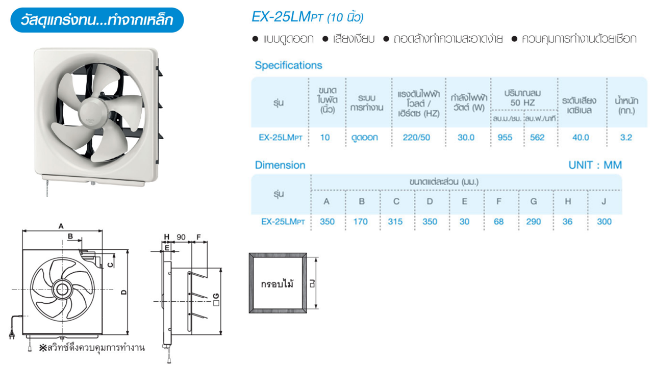 พัดลมระบายอากาศติดผนัง