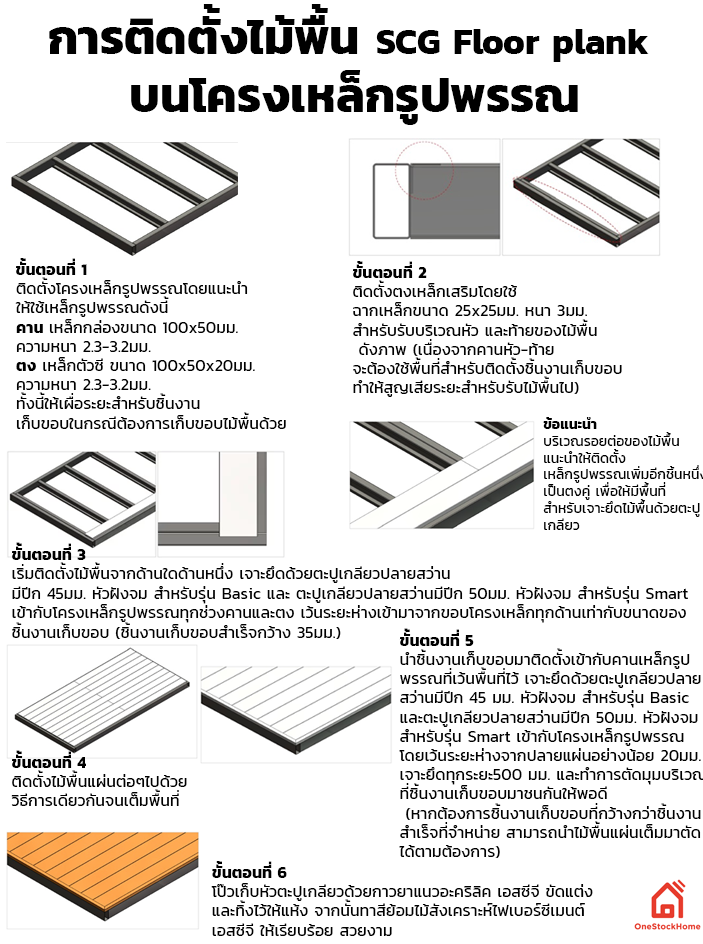 การติดตั้งไม้พื้น SCG Floor plank  บนโครงเหล็กรูปพรรณ