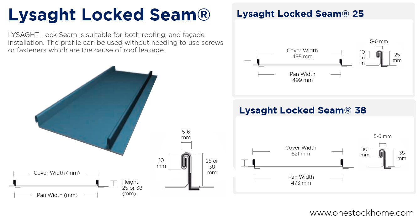 Metal Sheet Lysaght Locked Seam® Bluescope