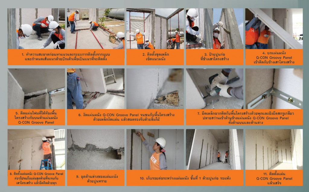 วิธีการติดตั้ง ผนังมวลเบา Q-con Wall Panel 