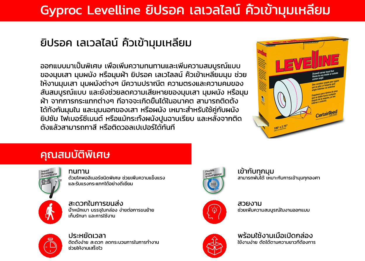 คิ้วเข้ามุมเหลี่ยม ยิปรอค Gyproc อุปกรณ์เสริม ยิปซั่ม