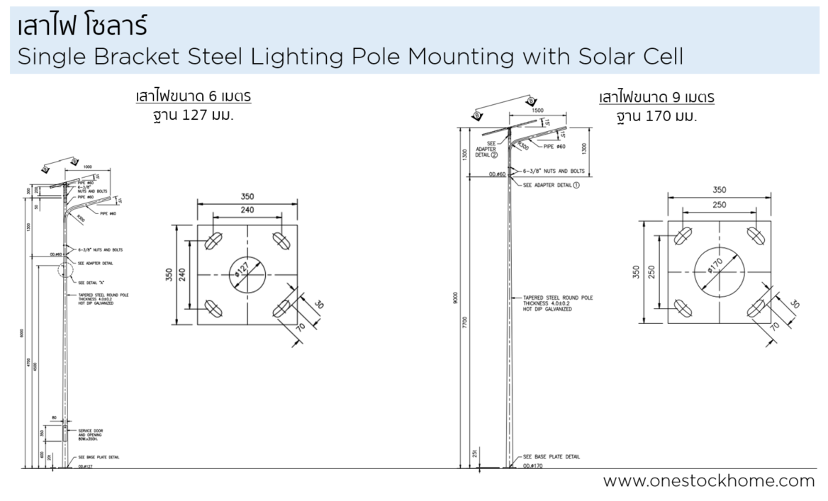 เสาไฟโซลา,เสาไฟติดตั้งกับโซลา