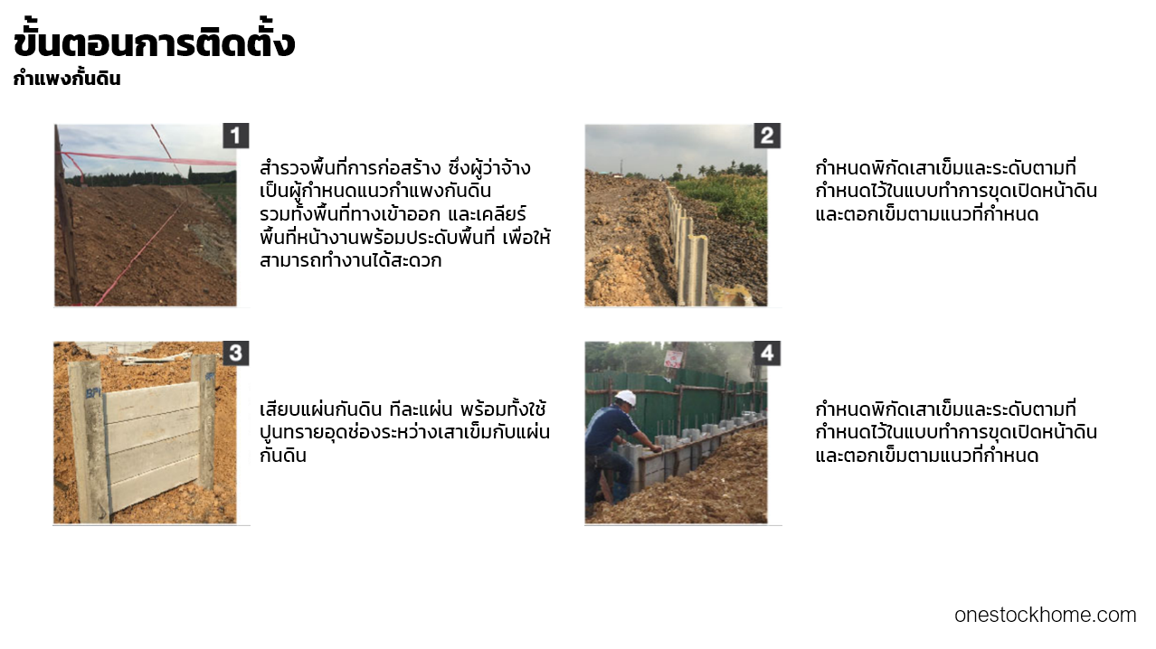 ขั้นตอนการติดตั้ง กำแพงกั้นดิน กัมแพงกั้นดิน กำแพงกันดิน กำเเพงกันดิน