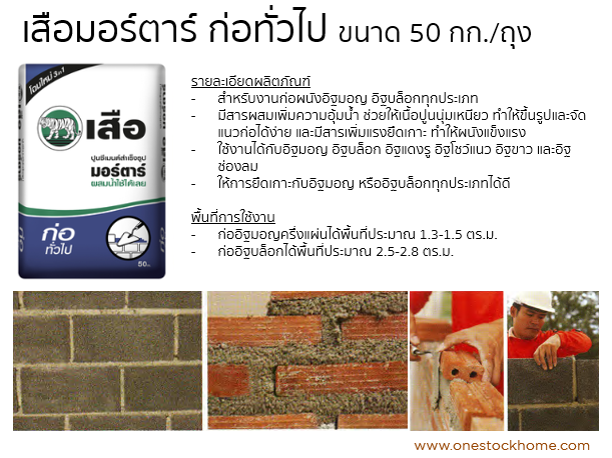 ปูนสำเร็จรูป เสือมอร์ตาร์ ก่อทั่วไป