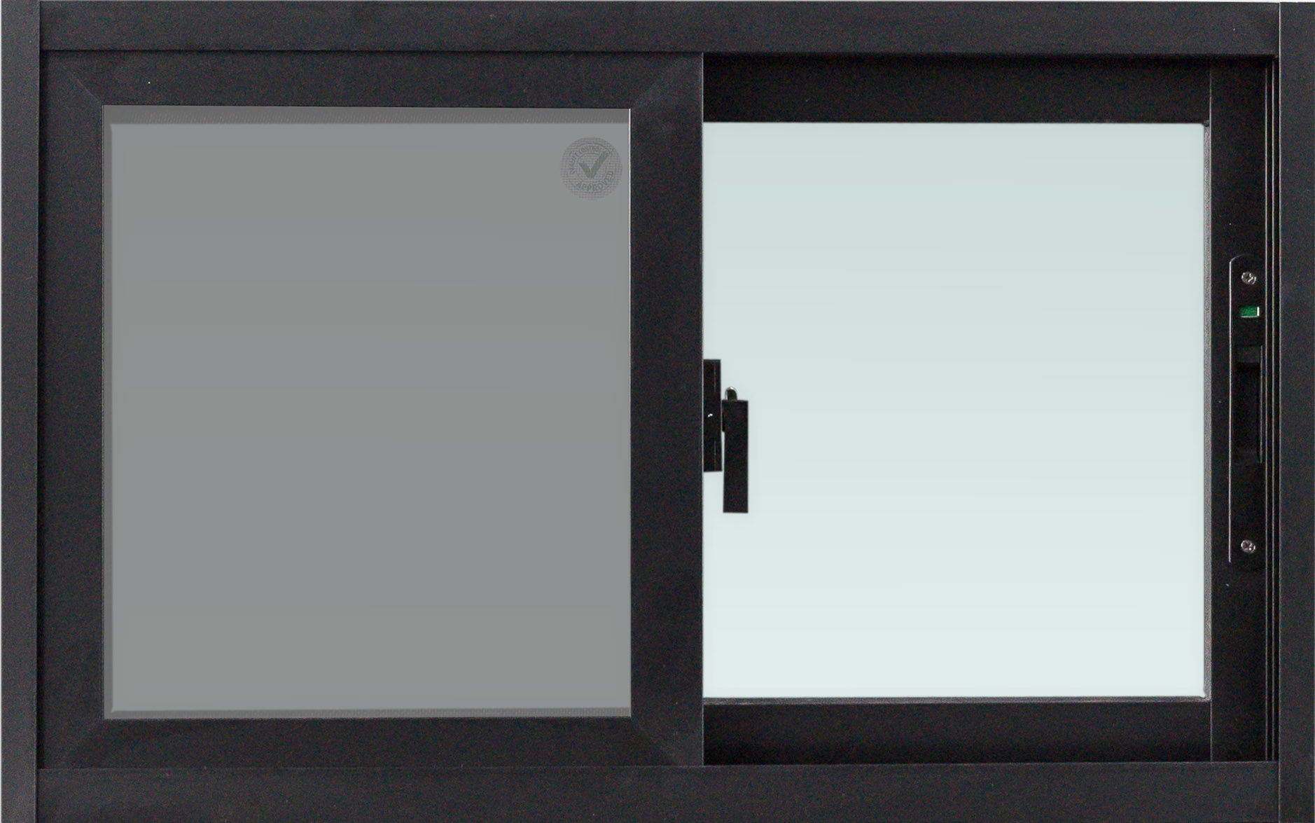 หน้าต่างบานเลื่อน อะลูมิเนียม S-S มุ้ง AZLE 80X50 ซม. สีดำ (1182885)-1