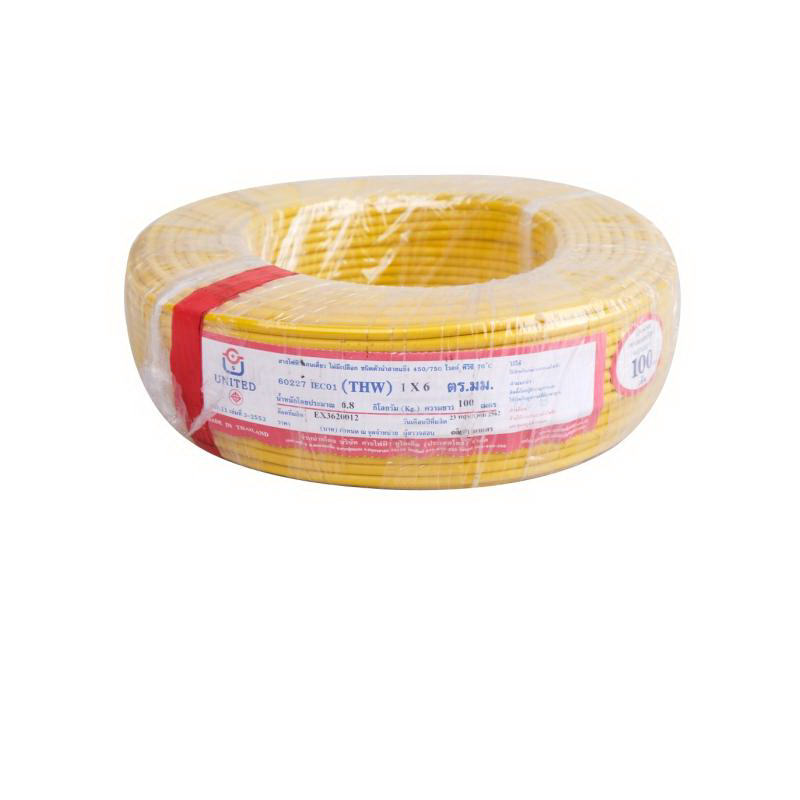 สายไฟ IEC01 THW 6x100 ม. สีเหลือง-1