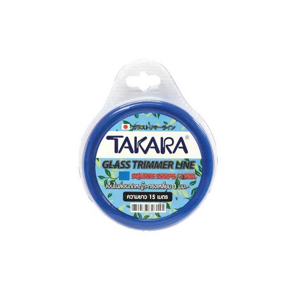 เอ็นตัดหญ้า TAKARA เหลี่ยม 3mmx15m สีฟ้า (1185376)-1
