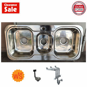 Duraform Clearance สินค้าตัวโชว์ ซิ้งค์ล้างจานสแตนเลส 3 หลุม รุ่น Combi 2 (No taps) ขนาด 100x48x18 ซม. ขนาด 100x48x18 ซม.-1