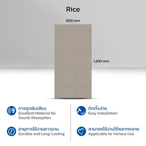 แผ่นดูดซับเสียงหุ้มผ้าสำหรับผนังตกแต่ง Micro Decor 0.60x1.20 เมตร หนา 25 มม. สีครีม Rice