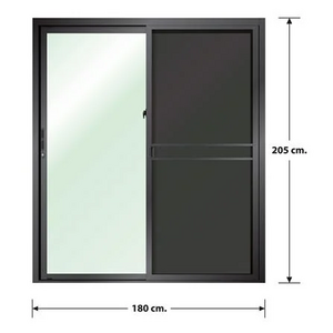 ประตูบานเลื่อน อะลูมิเนียม S-S มุ้ง LYNN PRIME SERIES 180x205 ซม. สีดำ (1112803)-1