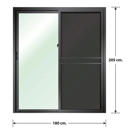 ประตูบานเลื่อน อะลูมิเนียม S-S มุ้ง LYNN PRIME SERIES 180x205 ซม. สีดำ (1112803)-1