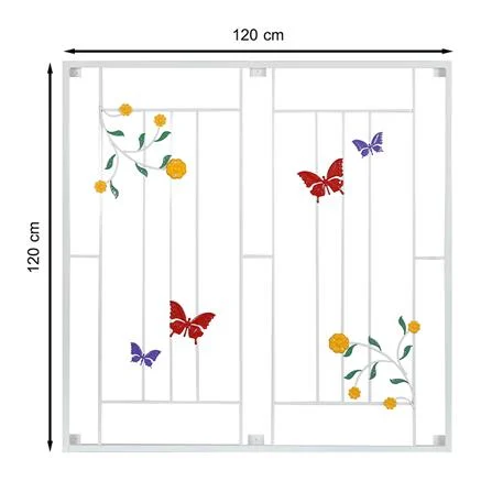 เหล็กดัดหน้าต่าง TK ผีเสื้อ 120x120cm. สีขาว (1187014)-1