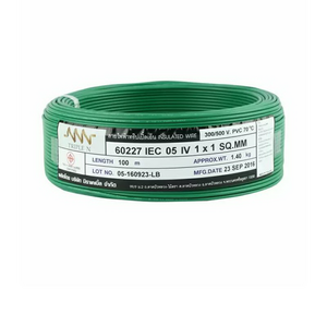 สายไฟ IEC01 THW 1x1 ตร.มม. สีเขียว 100 เมตร NNN-1