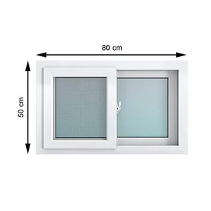 หน้าต่างบานเลื่อน UPVC S-S มุ้ง HOFFEN 80X50 ซม. สีขาว (1172441)-1