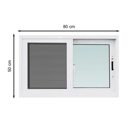 หน้าต่างบานเลื่อน อะลูมิเนียม S-S มุ้ง AZLE 80x50 ซม. สีขาว (1182789)-1