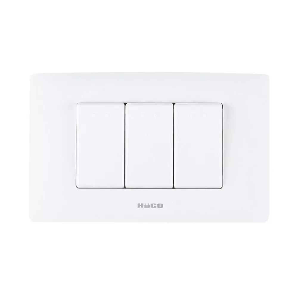 ชุดสวิตช์ 1 ทาง 3 ช่อง HACO AP-S31  สีขาว (1077726)-1