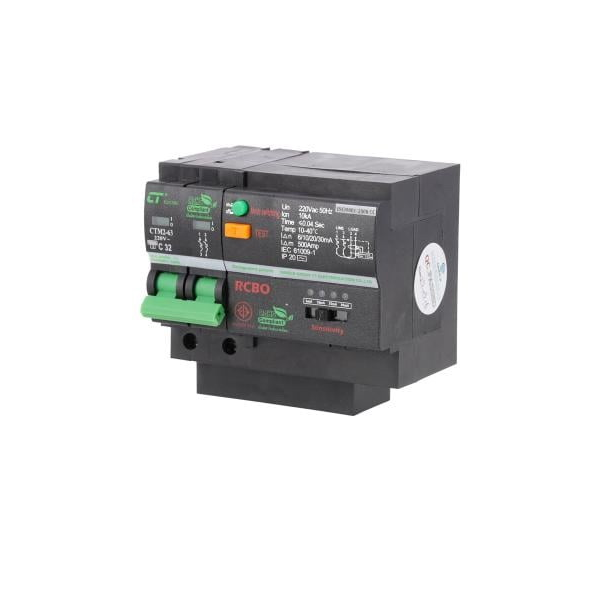 เมนเบรกเกอร์ RCBO รุ่น CTM2-63c 2P 32A กำลัง 32 แอมป์ สีดำ-1