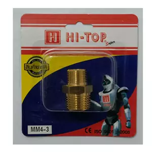 ข้อต่อทองเหลือง เกลียวนอก-นอก HI-TOP มม. 4-2 หุน (1/2-1/4 นิ้ว) สีทอง (1157258)-1