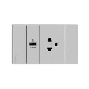 ชุดเต้ารับเดี่ยว 3 ขา + USB 1 ช่อง SCHNEIDER A70426USB_UST_GY สีเทา (1177102)