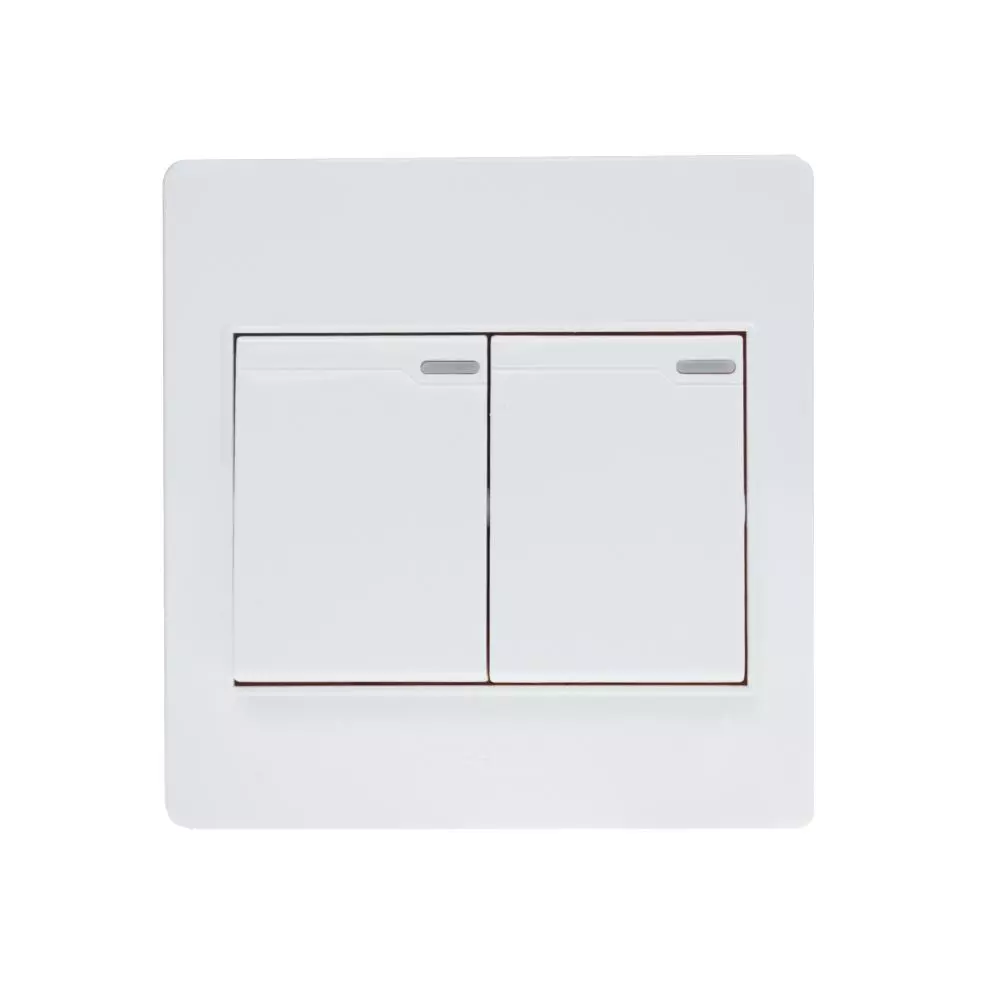ชุดสวิตช์ 1 ทาง 2 ช่อง HACO M3N-S21 สีขาว (1095507)-1