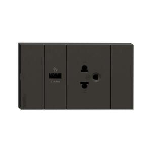 ชุดเต้ารับเดี่ยว 3 ขา + USB 1 ช่อง SCHNEIDER A70426USB_UST_BK สีดำ (1177191)