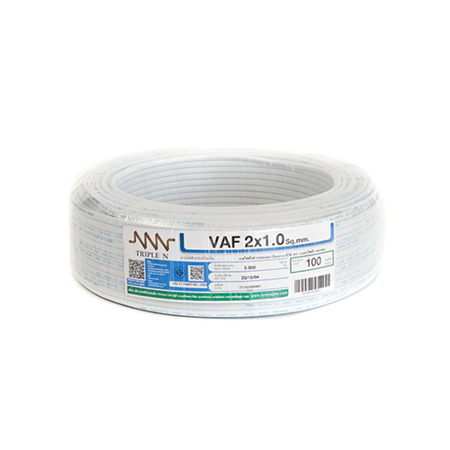 สายไฟ VAF 2x1 ยาว 100 เมตร สีขาว สายแบน ทริปเปิ้ลเอ็น-1