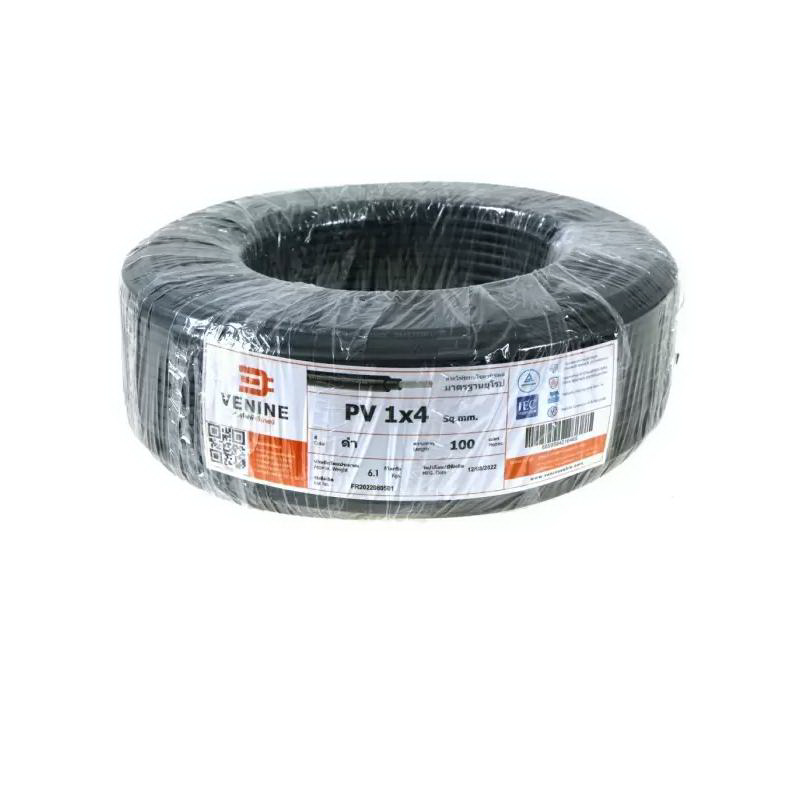 สายไฟโซล่าเซลล์ PV 1 x 4 x 100 ม. สีดำ-1