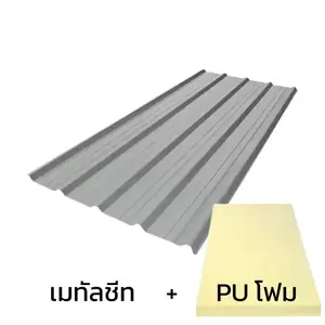 เมทัลชีทลอน 760 บลูสโคปพรีม่า สีพรีม่าไวท์ AZ100 มอก. หนา 0.48 มม. + ฉนวน PU 1 นิ้ว (35-40K)-1