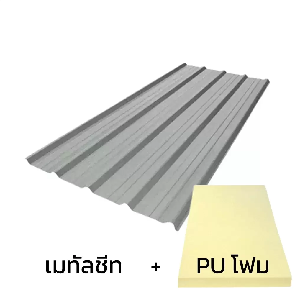 เมทัลชีทลอน 760 บลูสโคปพรีม่า สีพรีม่าไวท์ AZ100 มอก. หนา 0.48 มม. + ฉนวน PU 1 นิ้ว (35-40K)-1