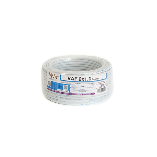 สายไฟ VAF 2x1 ยาว 30 เมตร สีขาว สายแบน ทริปเปิ้ลเอ็น-1