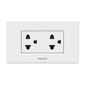 ชุดเต้ารับคู่ 3 ขากลม PHILIPS LEAF สีขาว (1145319)
