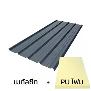 เมทัลชีท 0.50 มม. บลูสโคป สี UK Blue AZ150 มอก. + ฉนวน PU 1 นิ้ว (35-40K)-1