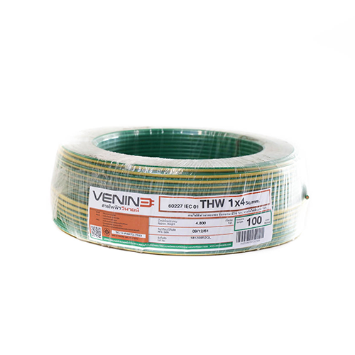 Electric Wire IEC01 THW VENINE 1x4 100M Green/Yellow-1