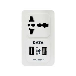 ปลั๊กแปลง 2ขาแบน 1 ช่อง 2 USB DATA AL36 16 แอมป์ ขาว (1168210)