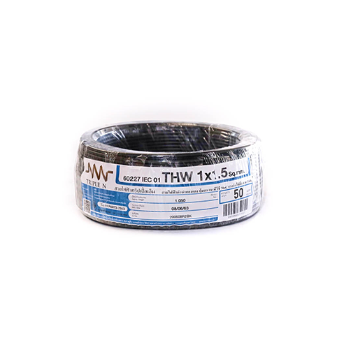 สายไฟ THW (IEC01) 1x1.5 ยาว 50 เมตร สีดำ ทริปเปิ้ลเอ็น-1