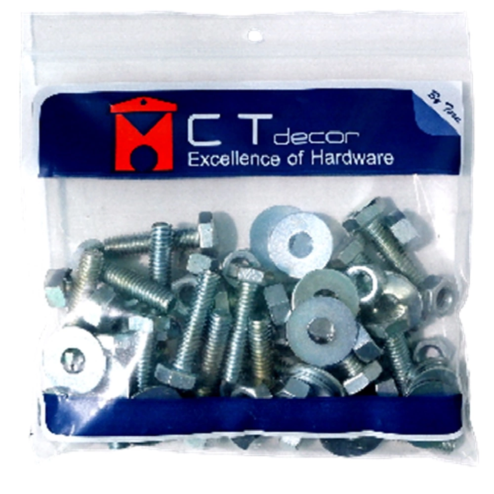 น็อตครบชุดชุบขาว DEXZON 5/16X1-1/4"0.5kg (1184406)-1