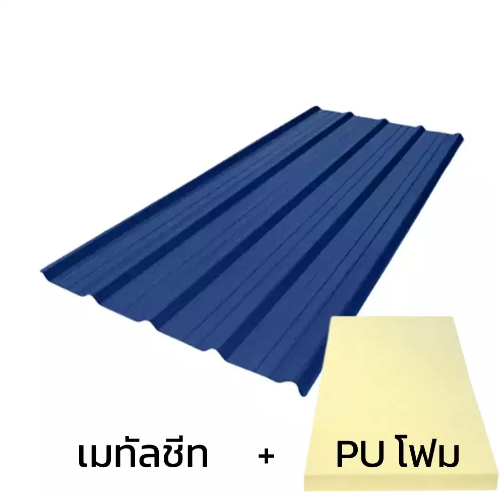 เมทัลชีทลอน 760 บลูสโคปพรีม่า สีพรีม่าบลู AZ100 มอก. หนา 0.48 มม. + ฉนวน PU 1 นิ้ว (35-40K)-1