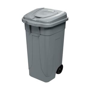 ถังขยะเหลี่ยม ฝาเปิด-ปิด มีล้อ เรืองวา 100L สีเทา (1139816)