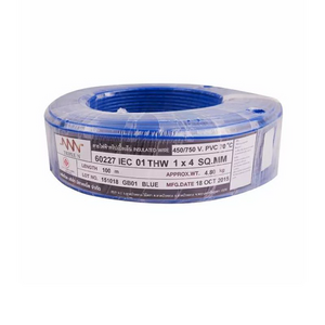 สายไฟ THW (IEC01) 1x4 ตร.มม. สีฟ้า 100 เมตร NNN-1