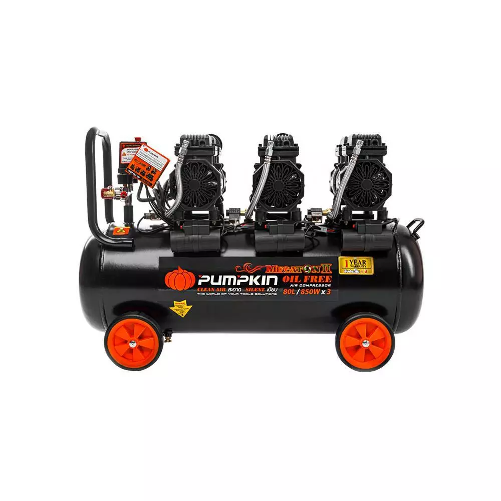Oil-free air compressor PUMPKIN MEGATON II 850 Watts x 3, 80 liters. (1193359)-1