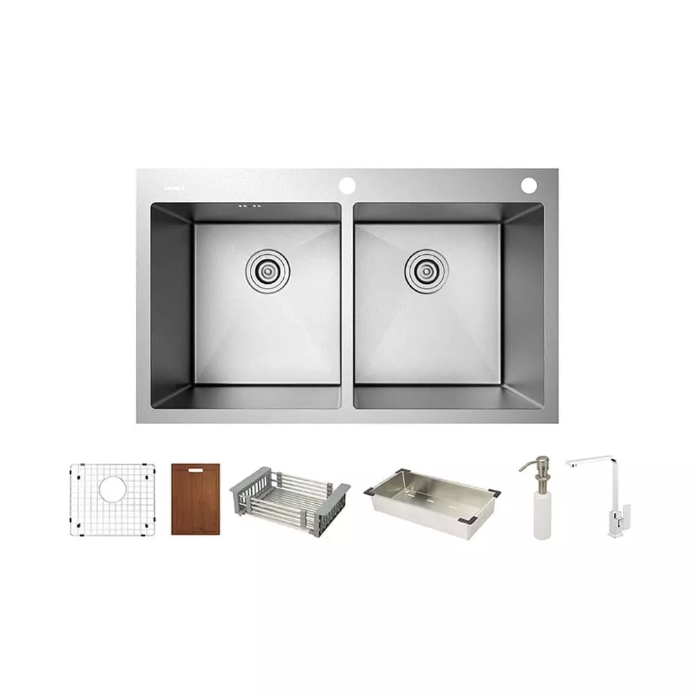 ซิงค์ฝัง 2หลุม HAFELE MARIA 495.39.606 สีเงิน (1182635)-1