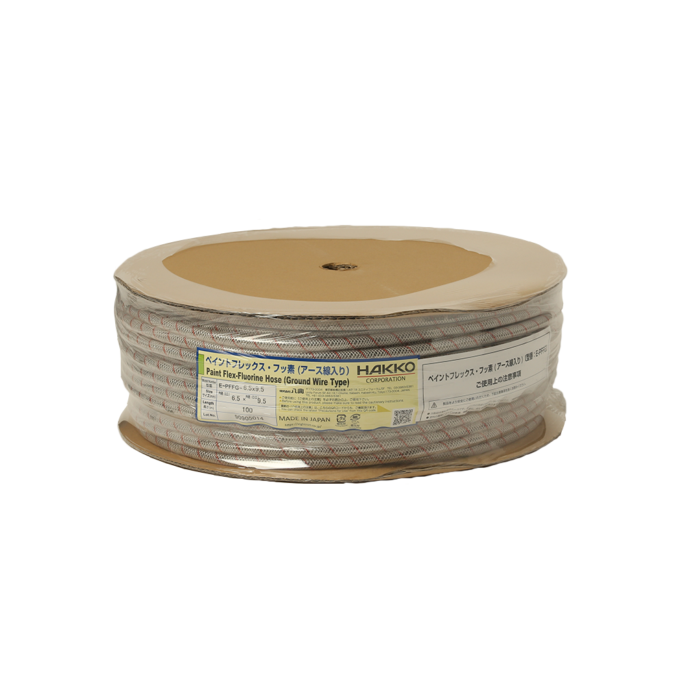 HAKKO E-PFFG สายสีฟลูออรีนแบบติดสายดิน Paint Flex-Fluorine Hose (Ground Wire Type) E-PFFG-6.5 100m: 6.5mm×9.5mm 100m-1