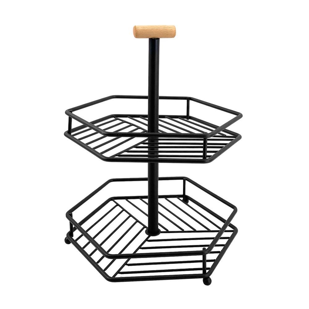 FRUIT BASKET 2 TIER 26.6cm WOOD KECH (1192243)-1