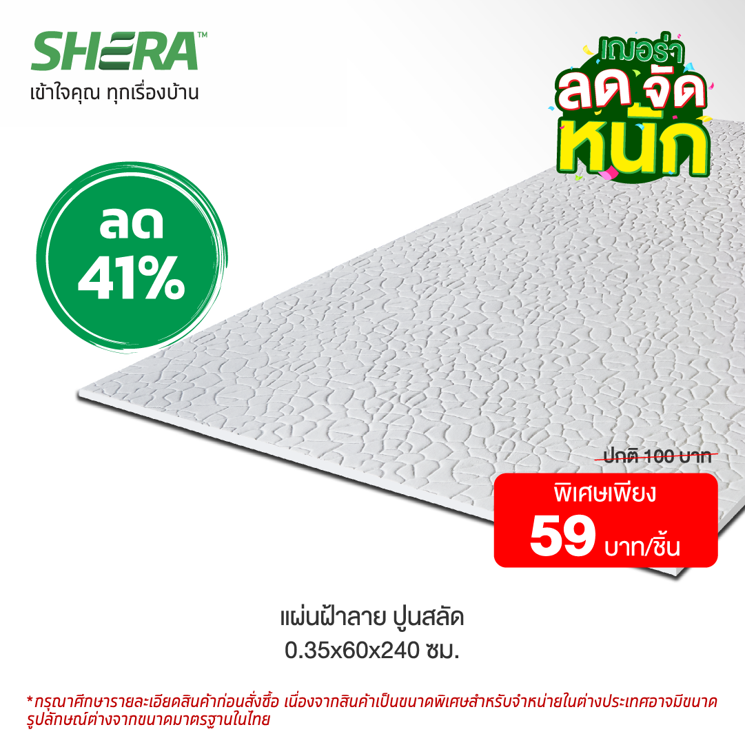 แผ่นฝ้าตกแต่งเฌอร่า (Clearance Sale) ลาย ลายปูนสลัด 0.35x60x240 ซม.-1