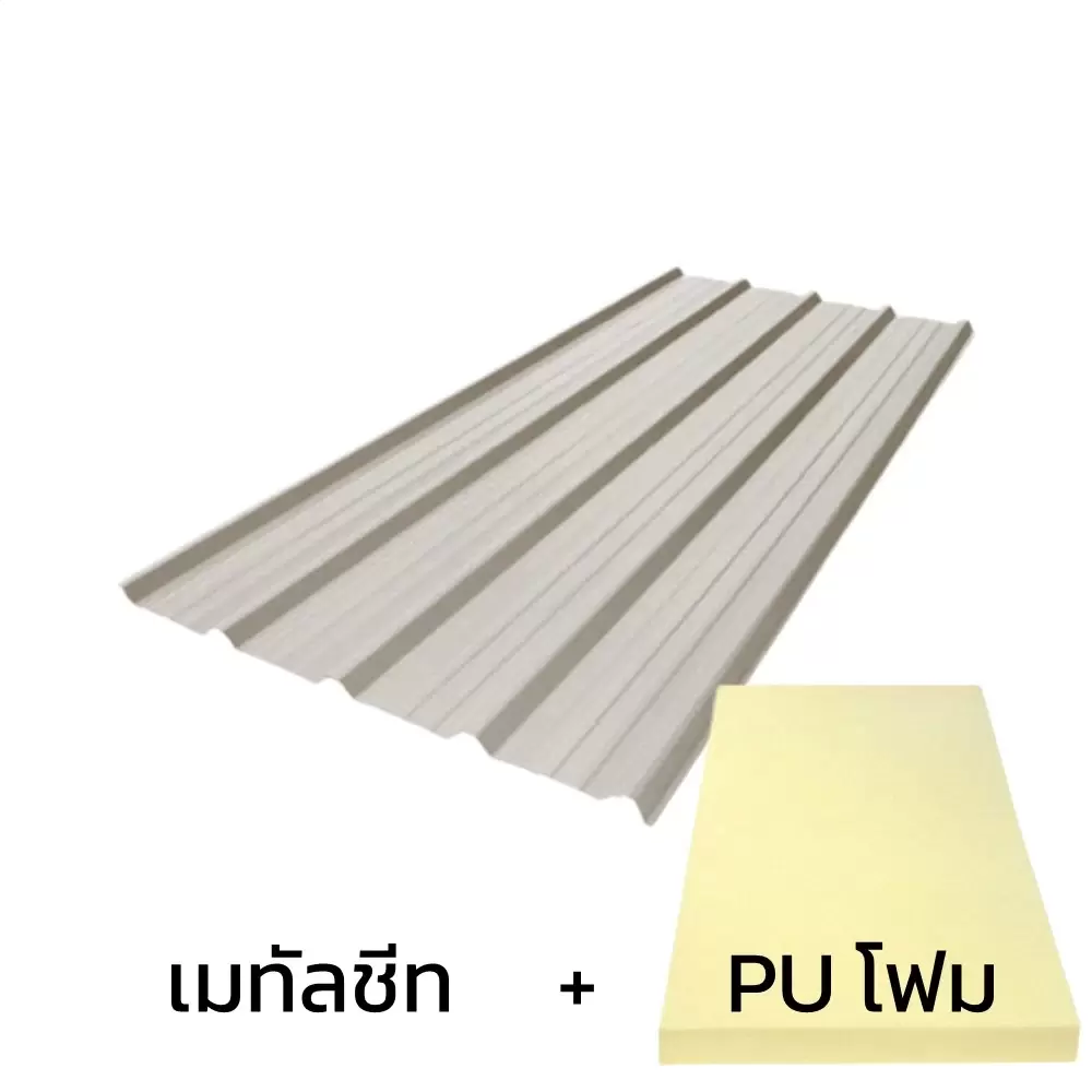 เมทัลชีท 0.50 มม. บลูสโคป สี Desert Wind AZ150 มอก. + ฉนวน PU 2 นิ้ว (35-40K)-1