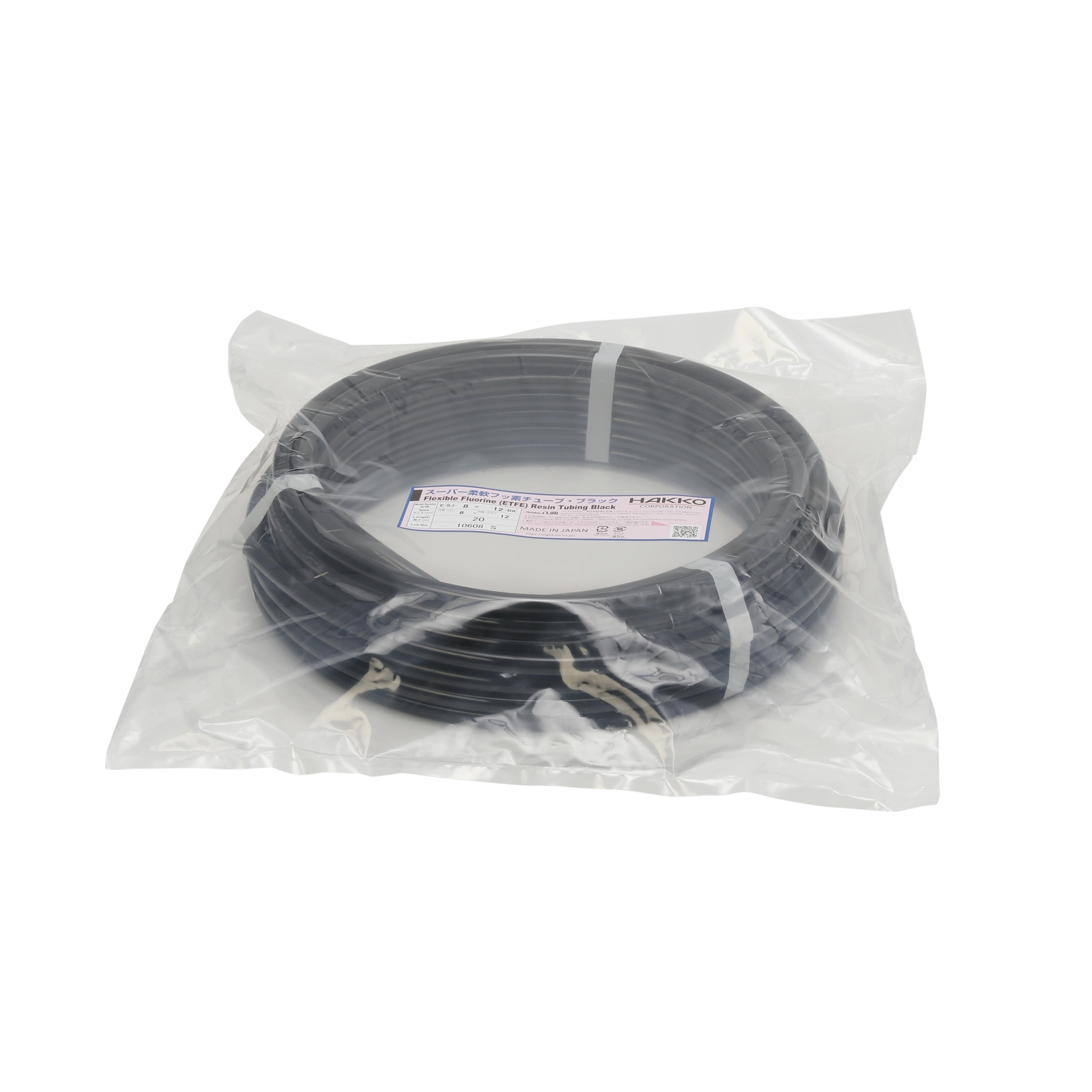 HAKKO E-SJ-BK สายเรซิ่นฟลูออรีน (ETFE) - แบบสีฟ้าใสมองทะลุได้ Flexible Fluorine (ETFE) Resin Tubing Black E-SJ-8×12-BK 20m: 8x12 มม. 20m-1