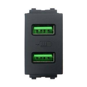 เต้ารับ USB 2 ช่อง 2.1 แอมแปร์ ELECKTA BASIC สีดำ (1199254)