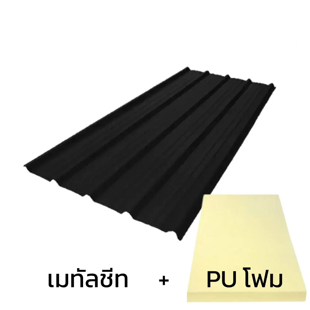เมทัลชีท 0.35 มม. เหล็กนอก สีดำ AZ70 + ฉนวน PU 1 นิ้ว (35-40K)-1