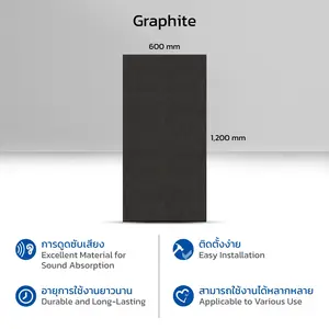 แผ่นดูดซับเสียงหุ้มผ้าสำหรับผนังตกแต่ง Micro Decor 0.60x1.20 เมตร หนา 25 มม. สีดำ Graphite